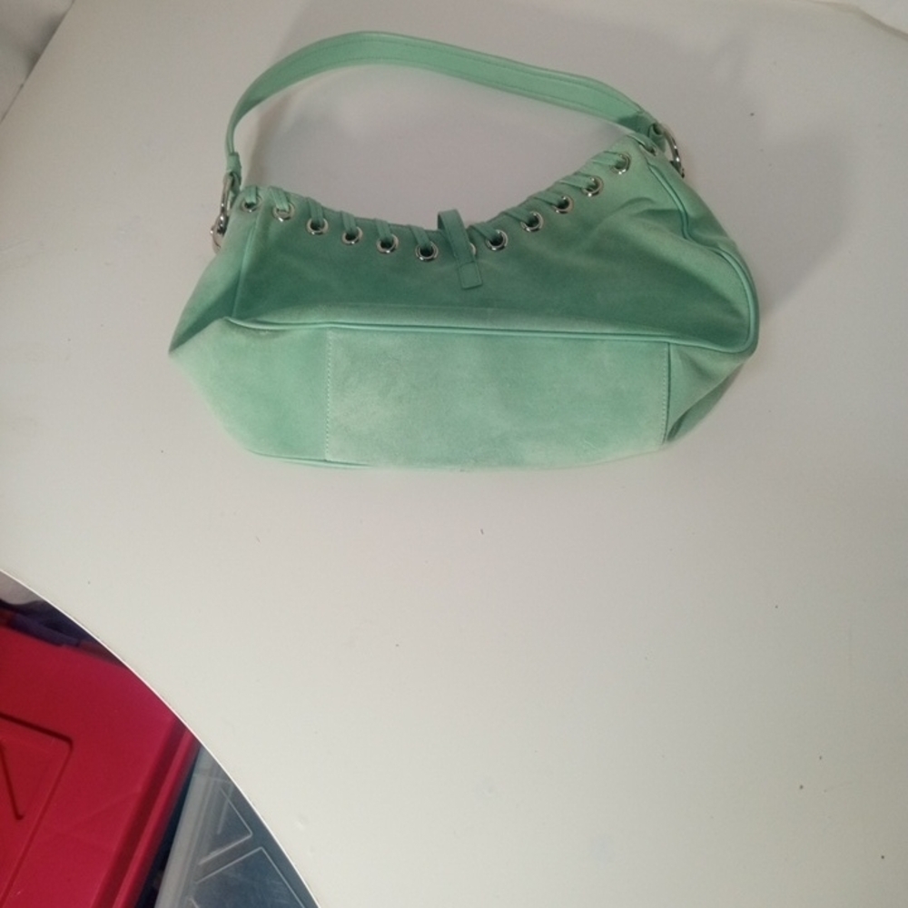 NWOT Mint Green Suede Shoulder Bag By Sergio Rossi - Picture 5 of 11